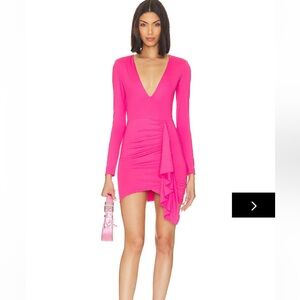 Revolve Superdown Martyna Hot Pink Asymmetrical Dress NWT